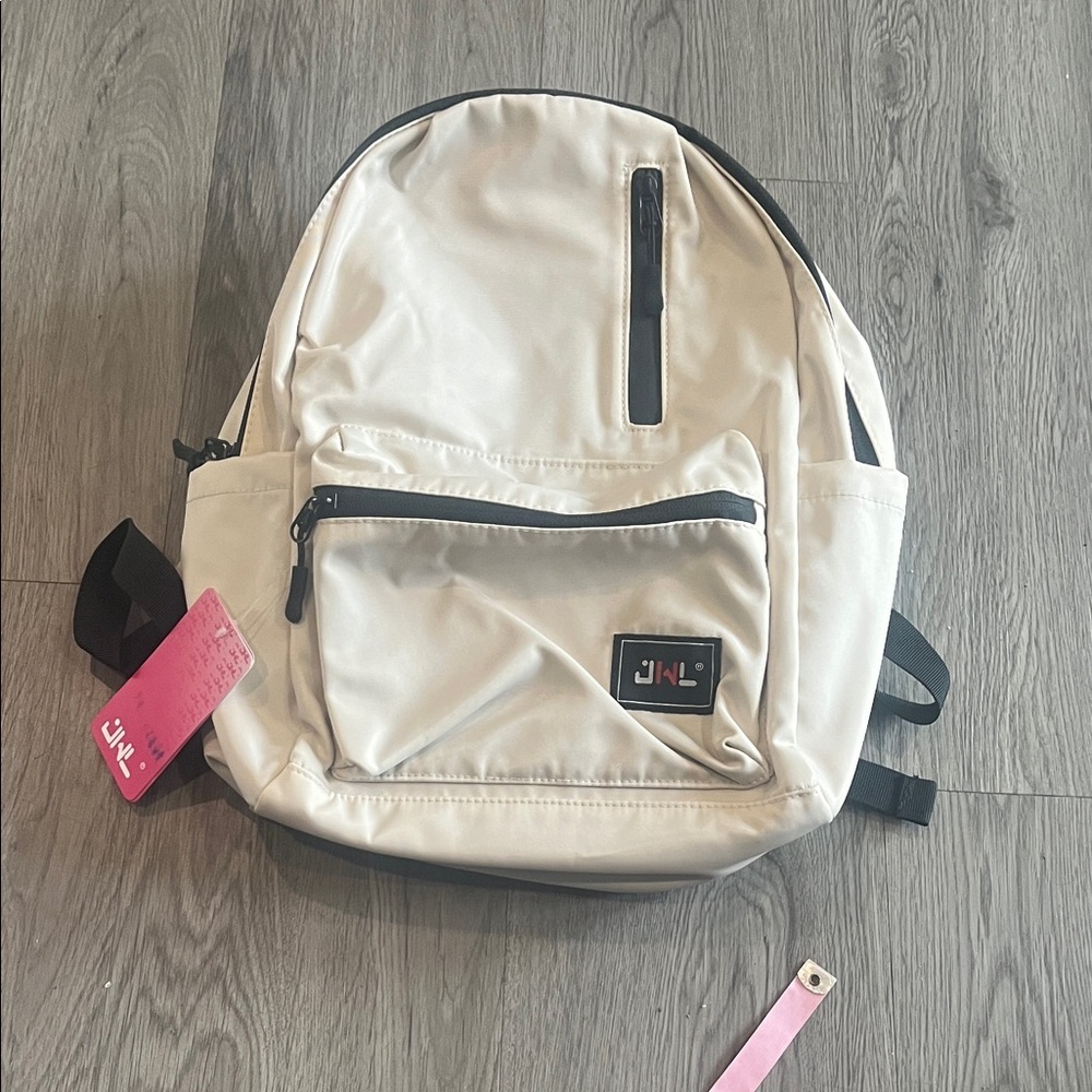 Cream Backpack with Black Accents